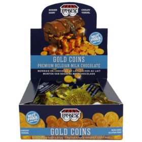 GOLD CHOCOLATE GELT - DAIRY CHOLOV YISROEL - BOX OF 24 SACKS
