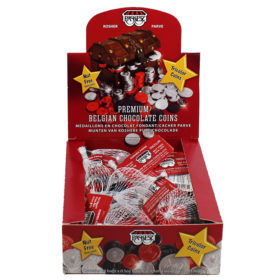 Tricolor Parve Dark Chocolate Coins ? Box of 24 Sacks